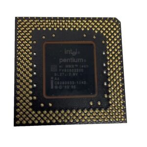 Intel Pentium MMX CPU SL27J 2.8V Vtg 1996 Ceramic Processor Gold Pin Collectible